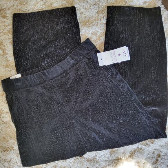 Gloria Vanderbilt Women's 14 Shape Effect Wide Leg Pant Black Metallic Glitter - Picture 1 of 9